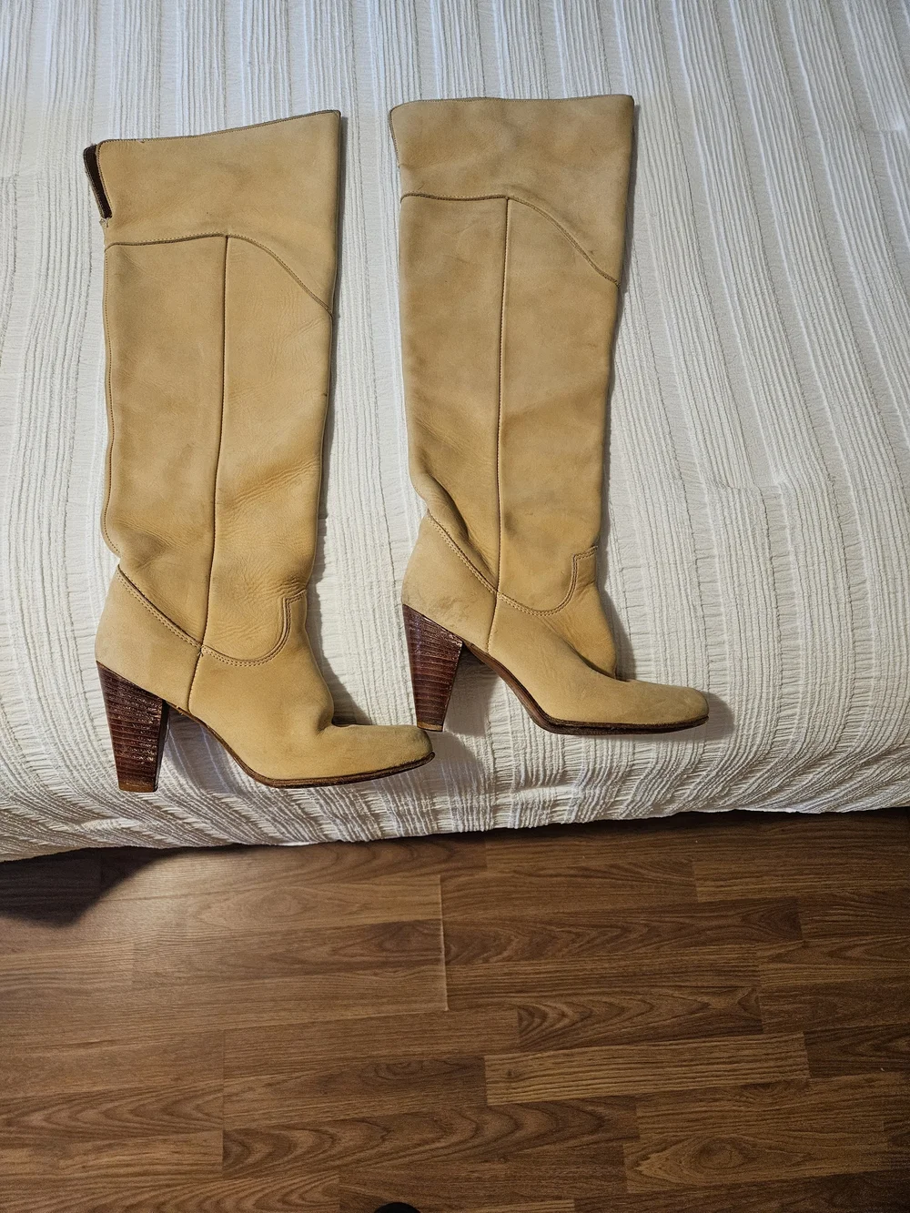 Vintage Zodiac Over-the-Knee Tan Leather Heeled Boots